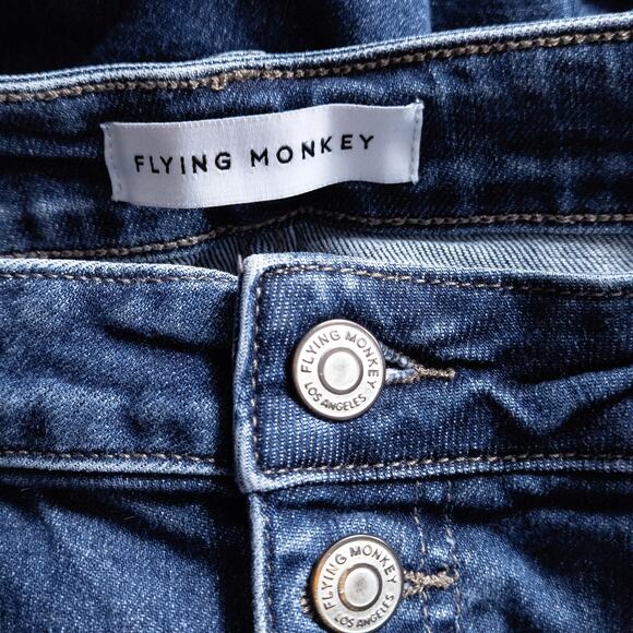 Flying Monkey High Rise Button Fly Distressed Jeans 28 Raw Hem Streetstyle - Picture 10 of 10